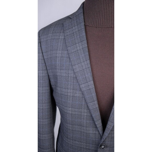 Calvin Klein Mens Two Button Plaid Blazer Wool Sport Coat Jacket Size 42XL - Picture 5 of 13